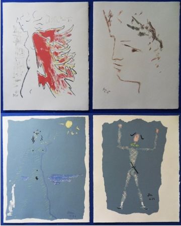 Litografía Cocteau - Sous le manteau de feu