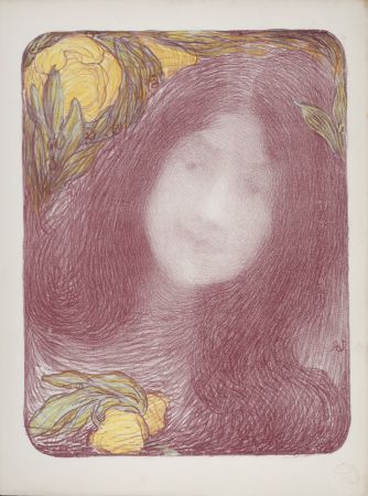 Litografía Aman-Jean - Sous les Fleurs, 1897