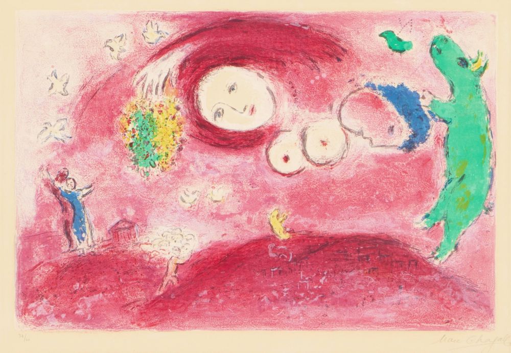 Litografía Chagall - Springtime in the Meadow, from Daphnis and Chloe