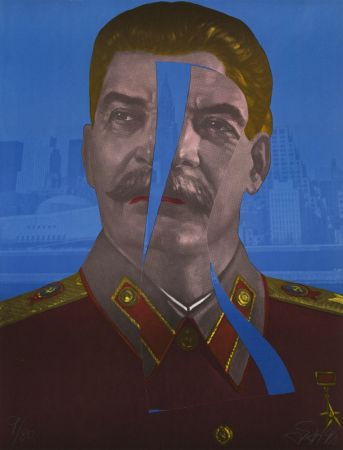 Litografía Erro - Staline in New York