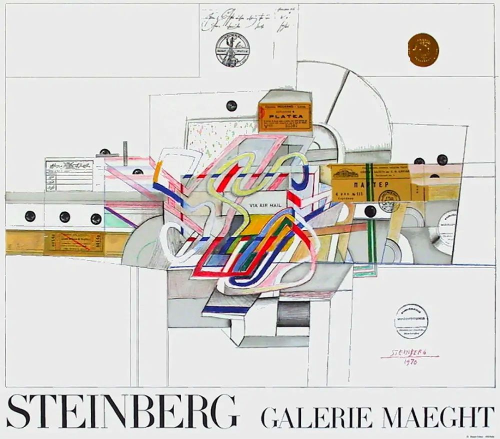 Cartel Steinberg - STEINBERG 1970. Galerie Maeght. Affiche en lithographie.