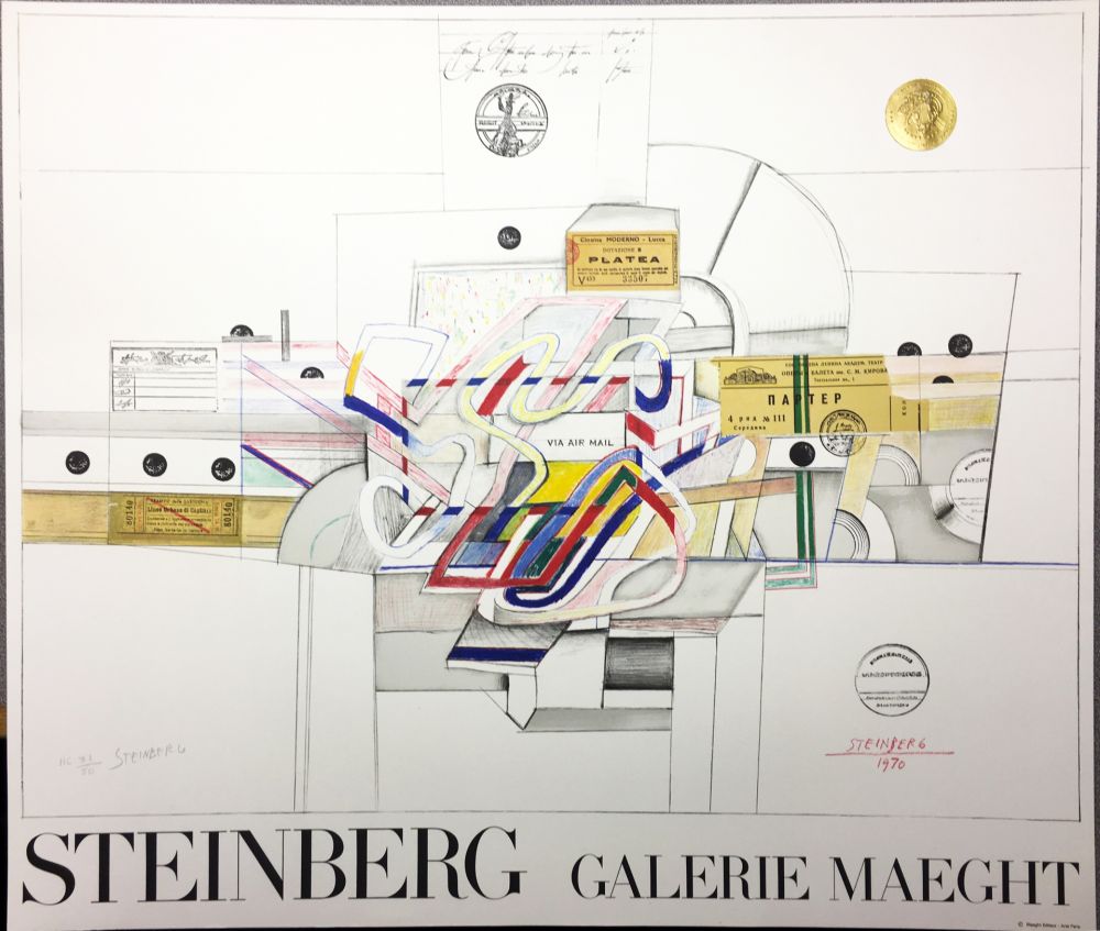 Litografía Steinberg - STEINBERG 1970. Galerie Maeght. Lithographie signée par l'artiste.