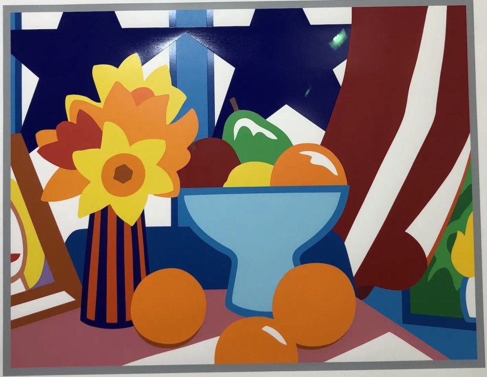 Serigrafía Wesselmann - Still life with blowing curtain ( red)