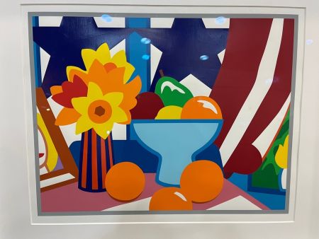 Serigrafía Wesselmann - Still life with blowing curtain (red)