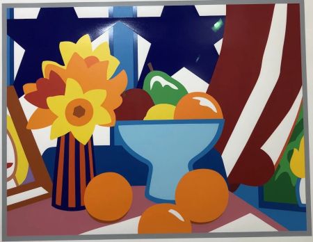 Serigrafía Wesselmann - Still life with blowing curtain (red)