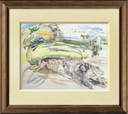 Sin Técnico Kokoschka - Stilllife and landscape Original watercolour on paper
