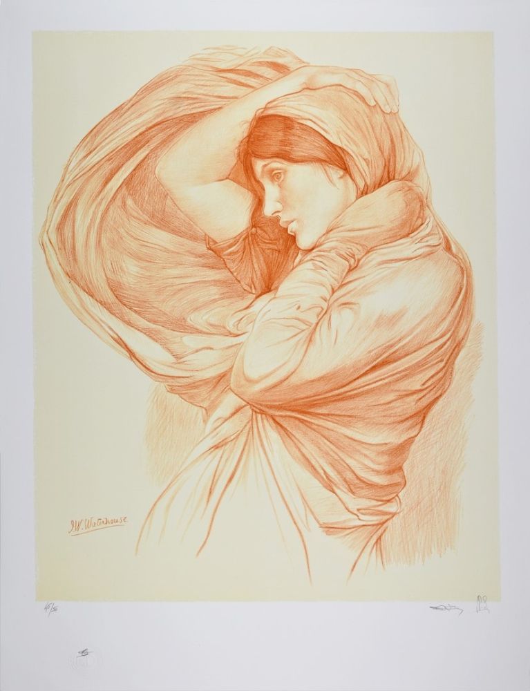 Litografía Waterhouse - Study for Boreas, 1904