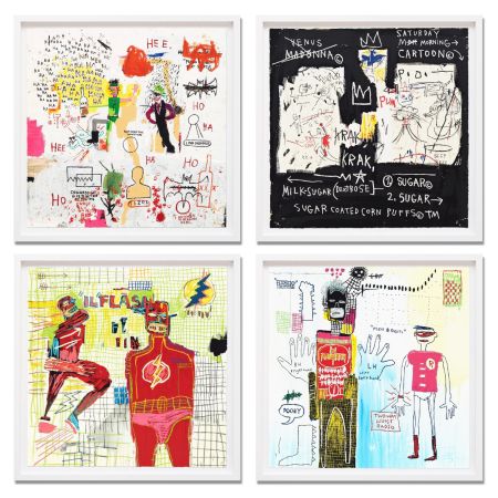 Serigrafía Basquiat - Superhero Portfolio (Riddle Me This, A Panel of Experts, Piano Lesson, and Flash In Naples)