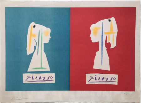 Litografía Picasso - SYLVETTE DE PROFIL. Une des rarissimes épreuves signées par Picasso (1954).