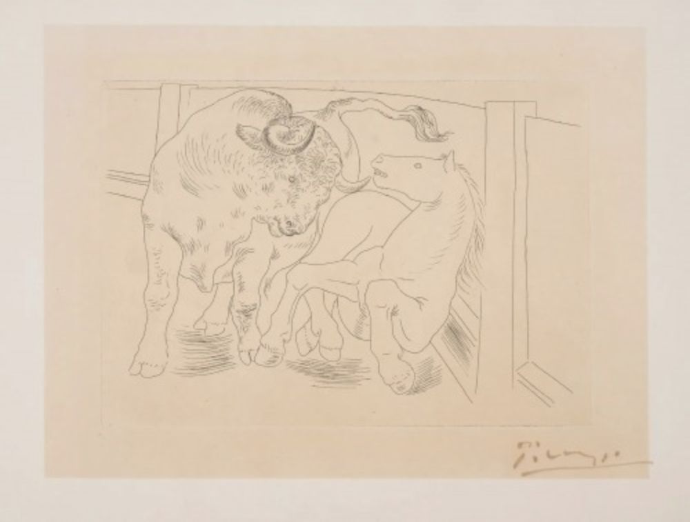 Grabado Picasso - Taureau et Cheval