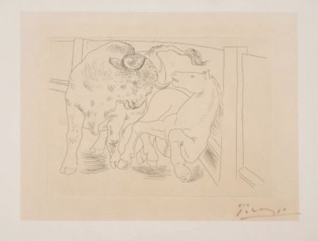 Grabado Picasso - Taureau et Cheval