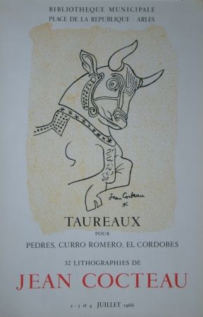 Litografía Cocteau - Taureaux