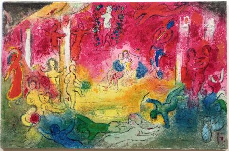 Litografía Chagall - TEMPLE ET HISTOIRE DE BACCHUS (Daphnis & Chloé - 1961)