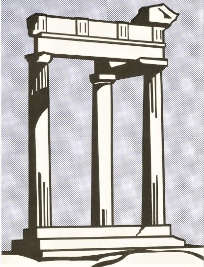 Litografía Lichtenstein - Temple (Leo Castelli mailer)