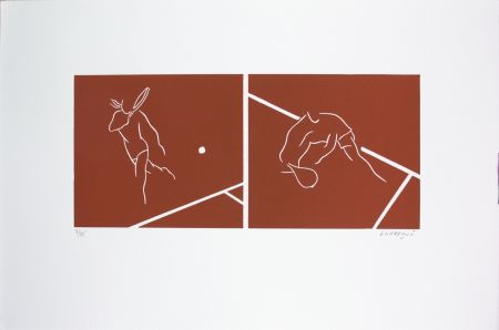Linograbado Larregui - Tennis-terre battue