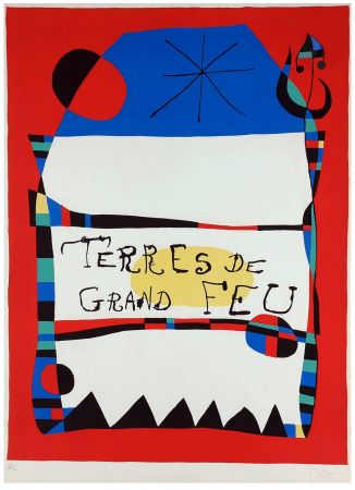 Litografía Miró - TERRES DE GRAND FEU. MIRO ARTIGAS. Exposition 1956. Signée par l'artiste.