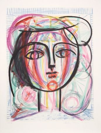 Litografía Picasso - Tete de Femme