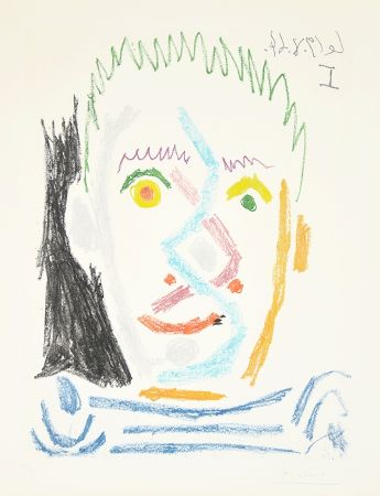 Aguatinta Picasso - Tete d’homme au maillot raye (Man’s Head with Striped Shirt), 1964