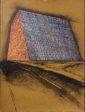 Litografía Christo - Texas Mastaba, Project For 500,000 Stacked Oil Drums