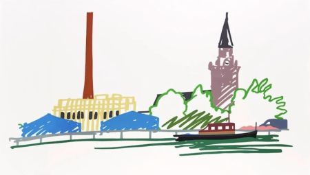 Serigrafía Wesselmann - Thames Scene with Power Station