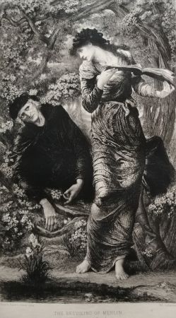 Aguafuerte Burne-Jones - The Beguiling of Merlin