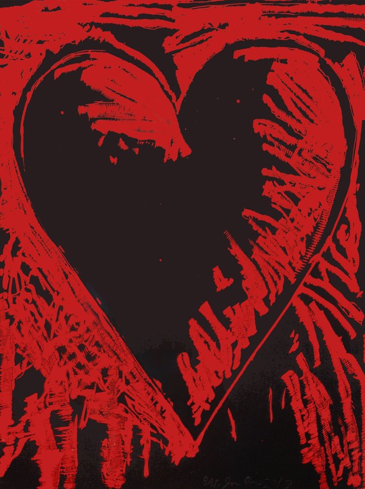 Grabado En Madera Dine - The Black and Red Heart