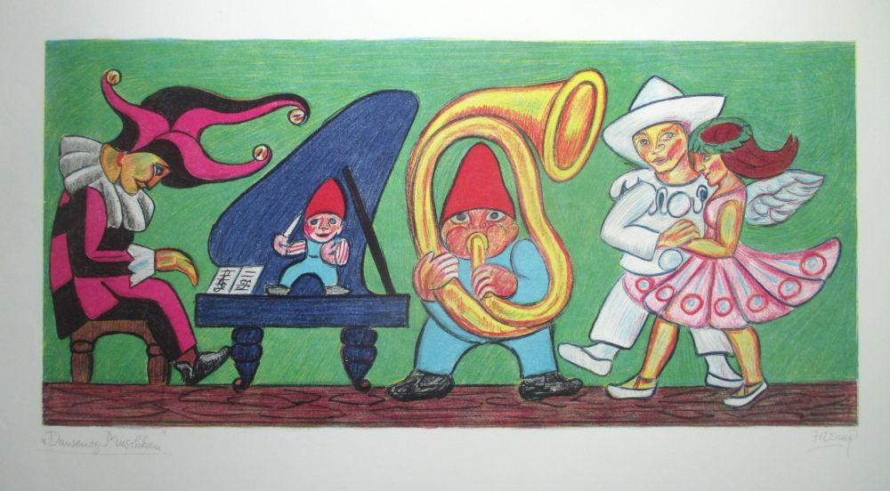 Litografía Heerup - The Dance and the Music