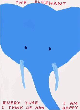 Serigrafía Shrigley - The Elephant, Every time I think of him I am happy