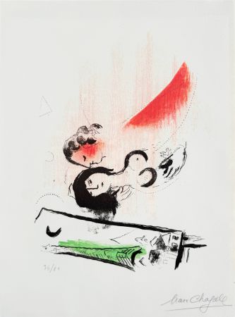 Litografía Chagall - The Green Eiffel Tower