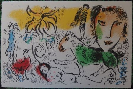 Litografía Chagall - The green horse
