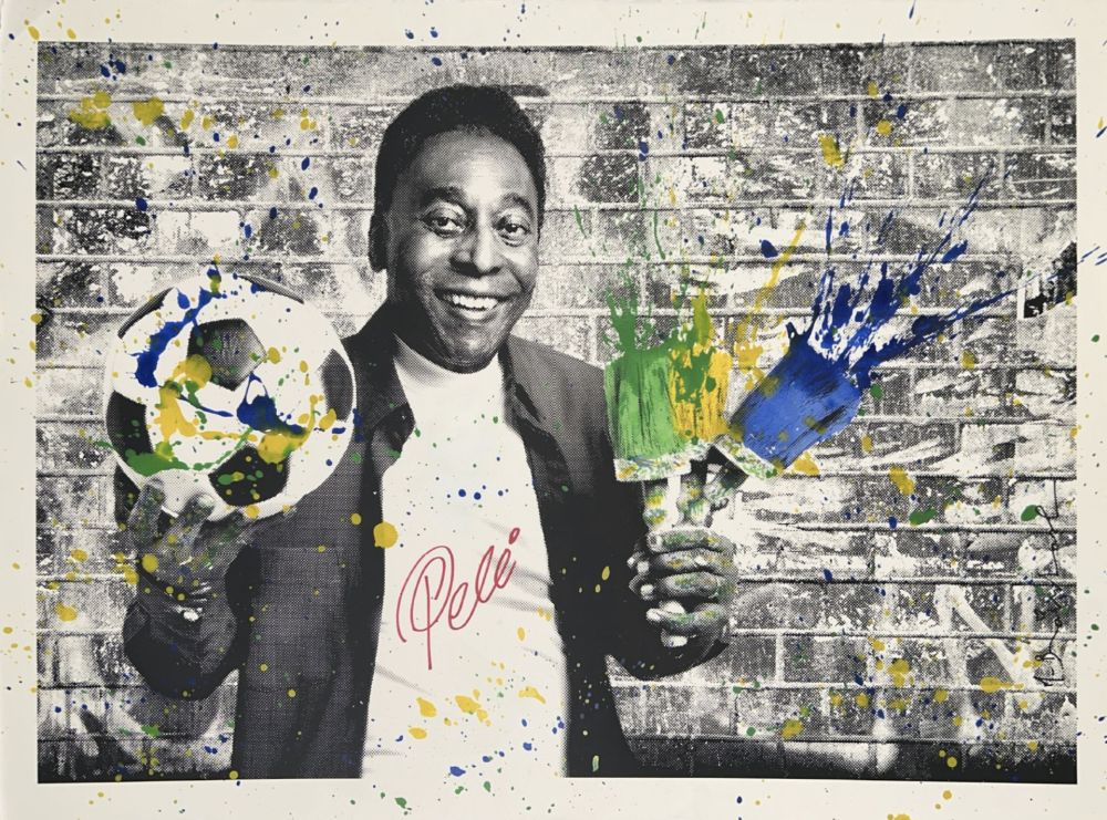 Serigrafía Mr Brainwash - The King Pele - Brush Portrait