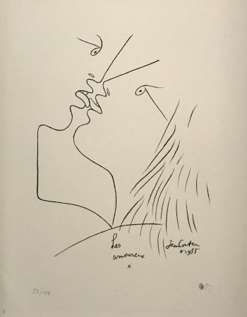 Litografía Cocteau - The Kiss, Les Amoureux