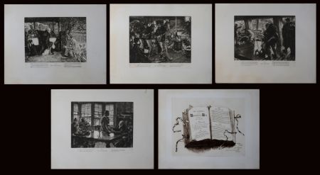 Grabado Tissot - The Prodigal Son, 1881 -  Set of 5 large original etchings
