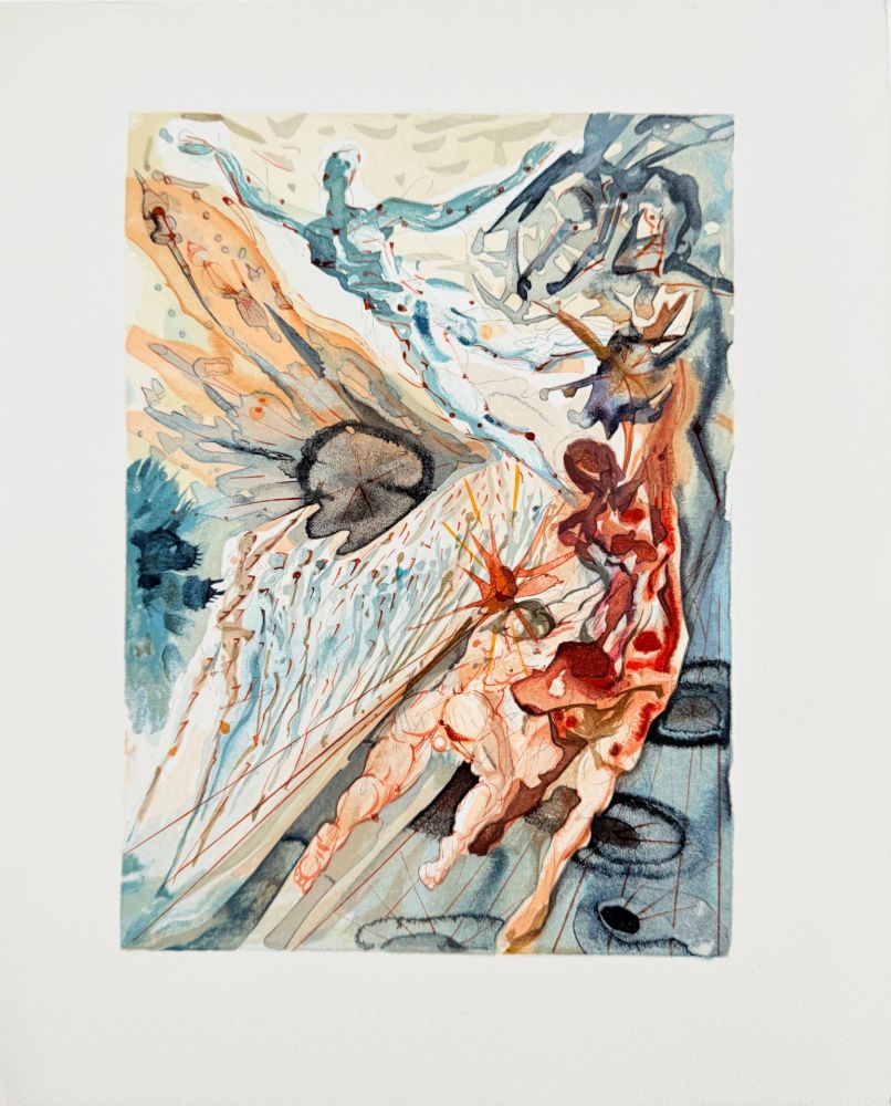 Grabado En Madera Dali - The Purgatory, Canto 26 - Meeting of Two Groups of Lustful Ones