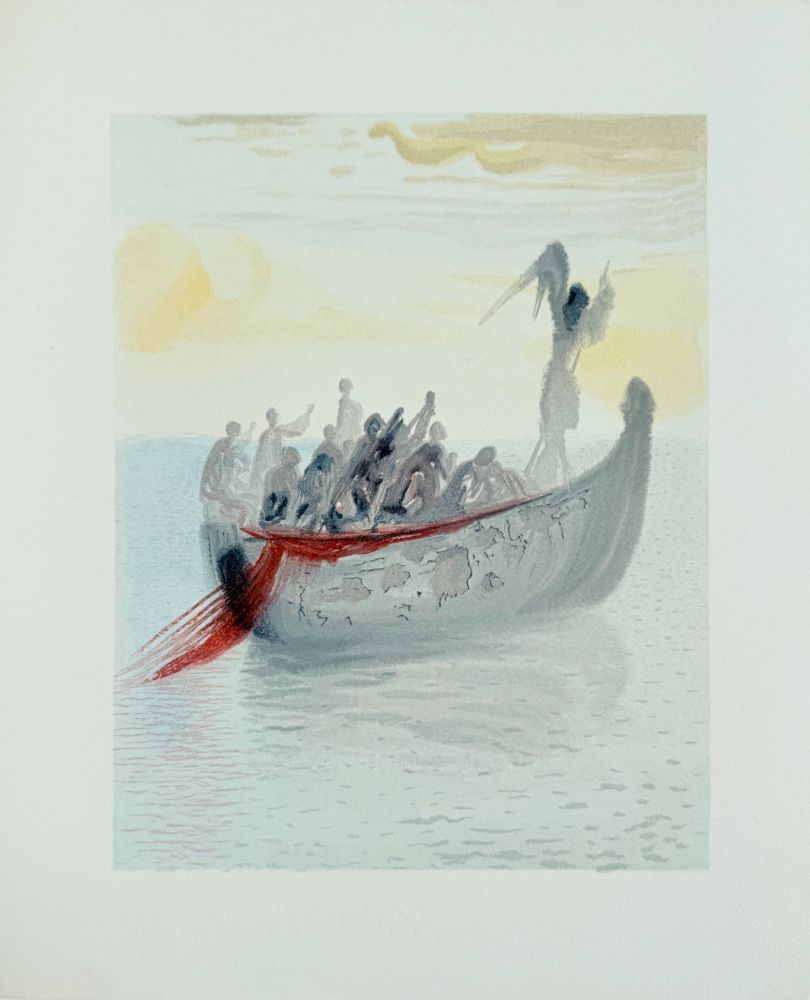 Grabado En Madera Dali - The Purgatory, Canto 2 - La Barque du Nocher