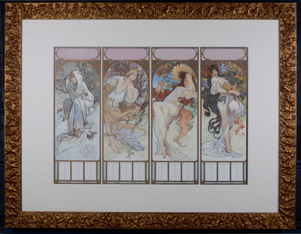 Litografía Mucha - The Seasons (one sheet), 1897