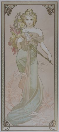 Litografía Mucha - The Seasons / Spring, 1900