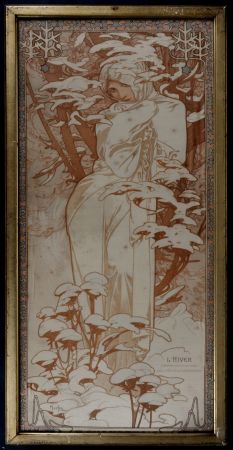 Litografía Mucha - The Seasons : Winter, 1900