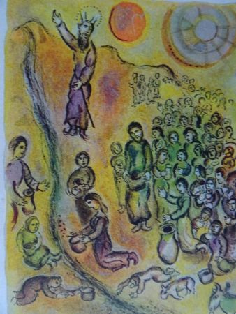 Litografía Chagall - The Story of the Exodus, plate 12: Et tu touchera le Rocher..