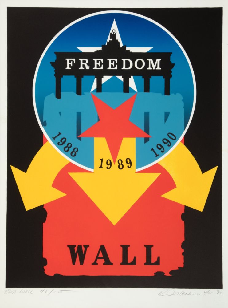 Litografía Indiana - The Wall, 1990 - Hand-signed