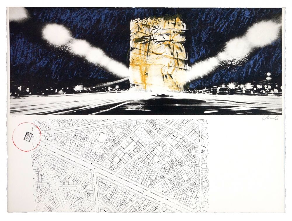 Litografía Christo - The wrapping of l’Arc de Triumph (l'empaquement de l'Arc de Triomphe)