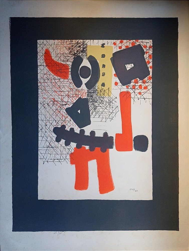 Litografía Unknown - Thomas Gleb, Guerrier: Abstract Composition, 1959, Hand-Signed Lithograph,