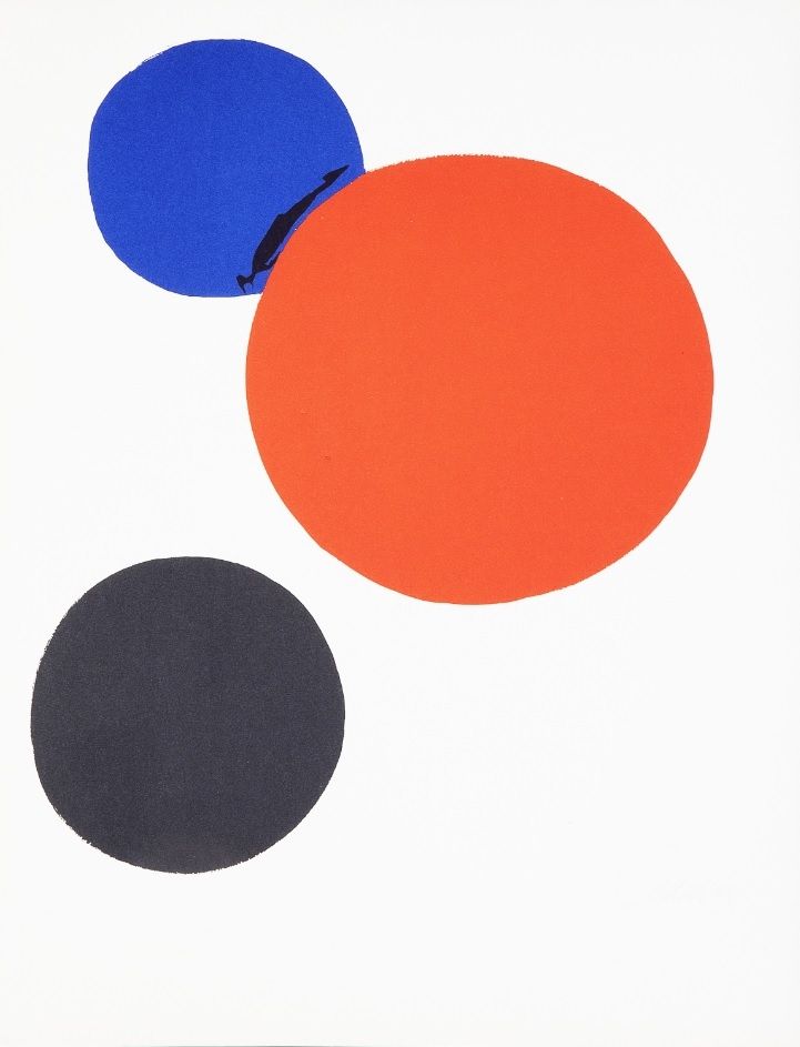 Litografía Calder - Three Circles Black, Blue and Red