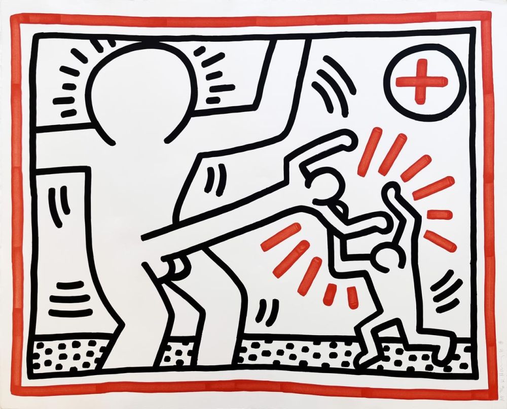 Litografía Haring - Three Lithographs: One Plate