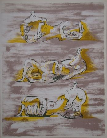 Litografía Moore - Three reclining figures