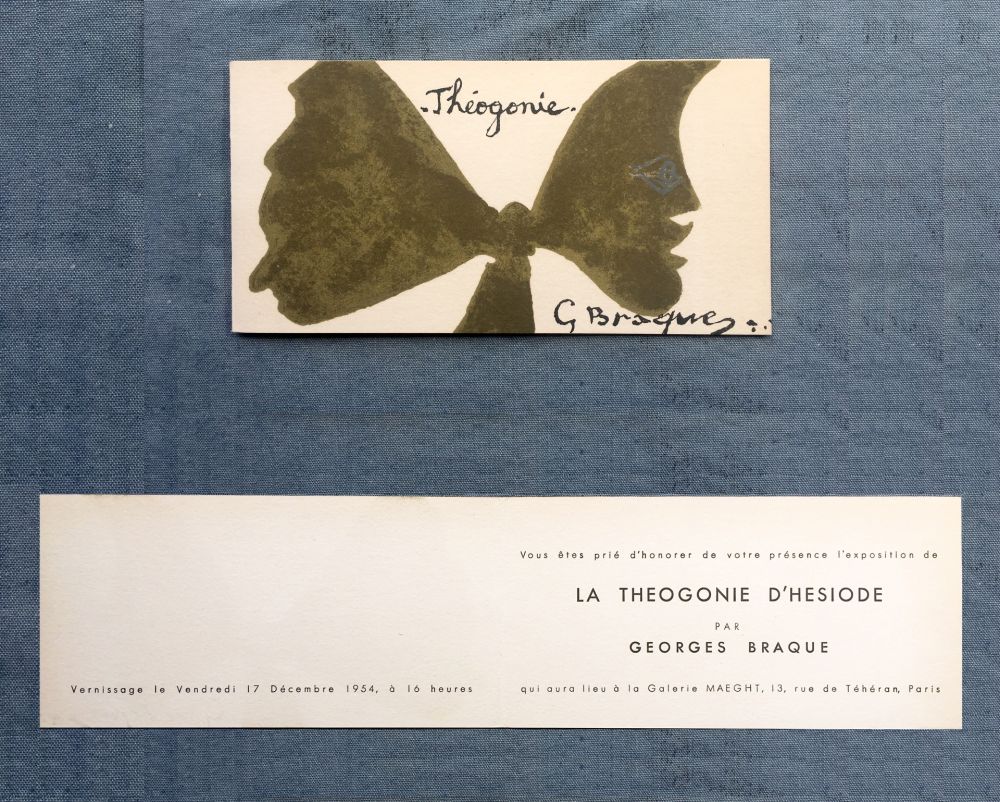 Litografía Braque - THÉOGONIE. Carton d'invitation au vernissage Galerie Maeght. 1954