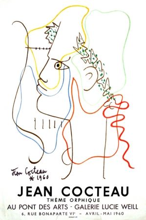 Litografía Cocteau - Thême Orphique Galerie Lucie Weill