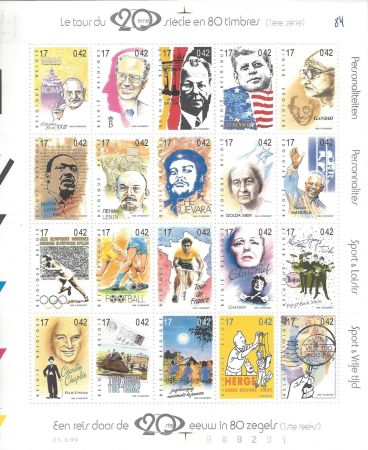Talla En Madera Rémi - Tintin Le Tour du 20ème siècle en 80 timbres