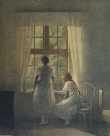 Manera Negra Ilsted - To Smaapiger ved et Vindue - Two minor girls at a window