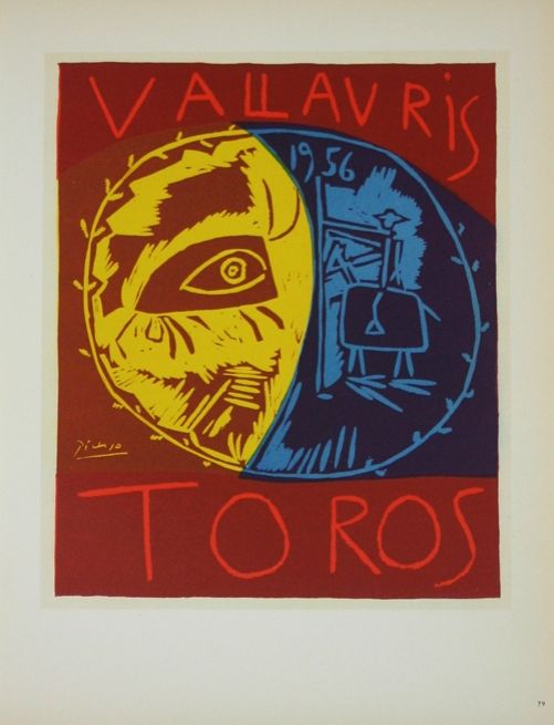Litografía Picasso (After) - Toros en Vallauris